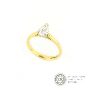 18k Yellow Gold Pear Cut Diamond Ring 0.68ct I/SI2
